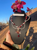Glitter real orchid with bead necklace