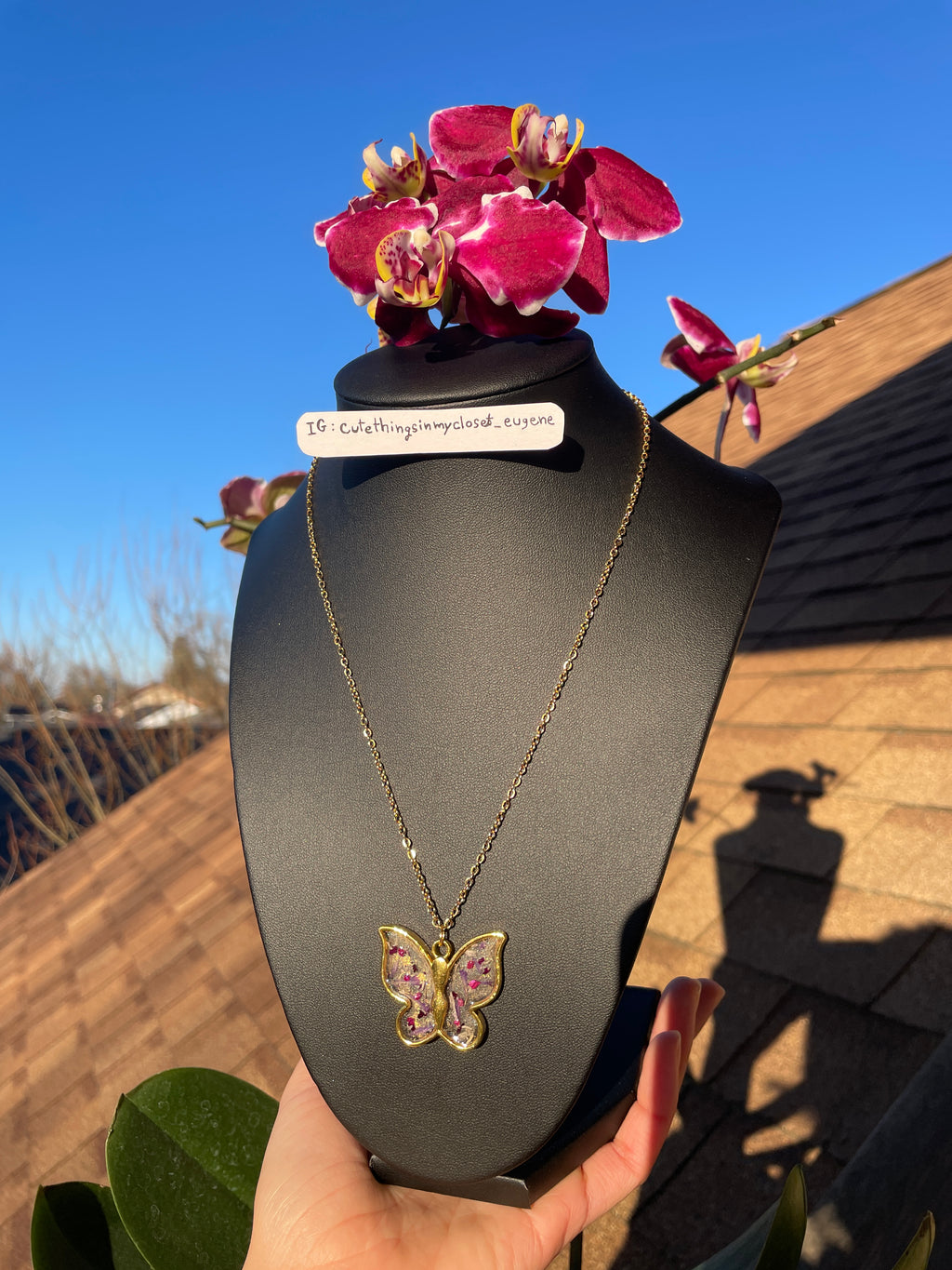 Butterfly rose pink stone