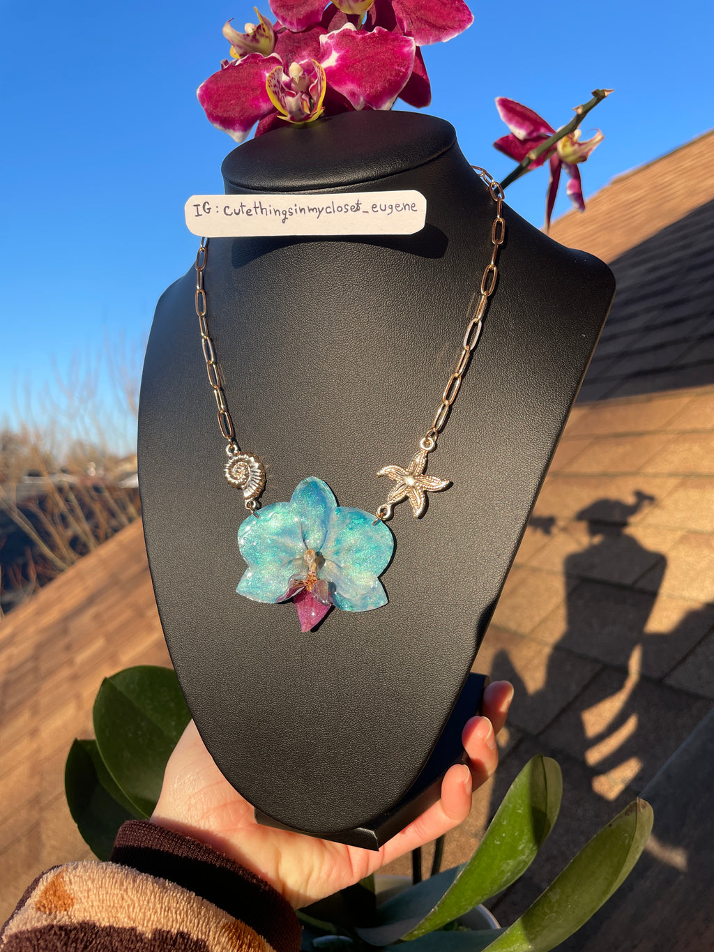 ocean blu real orchid necklace