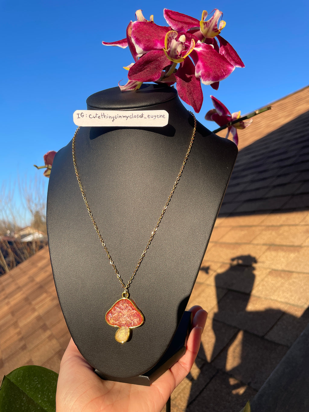 Mushroom Gypsophila neacklace