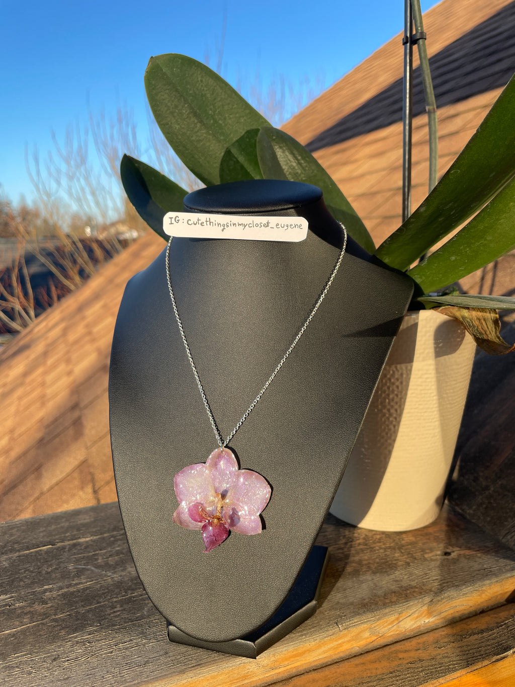 purple real orchid necklace