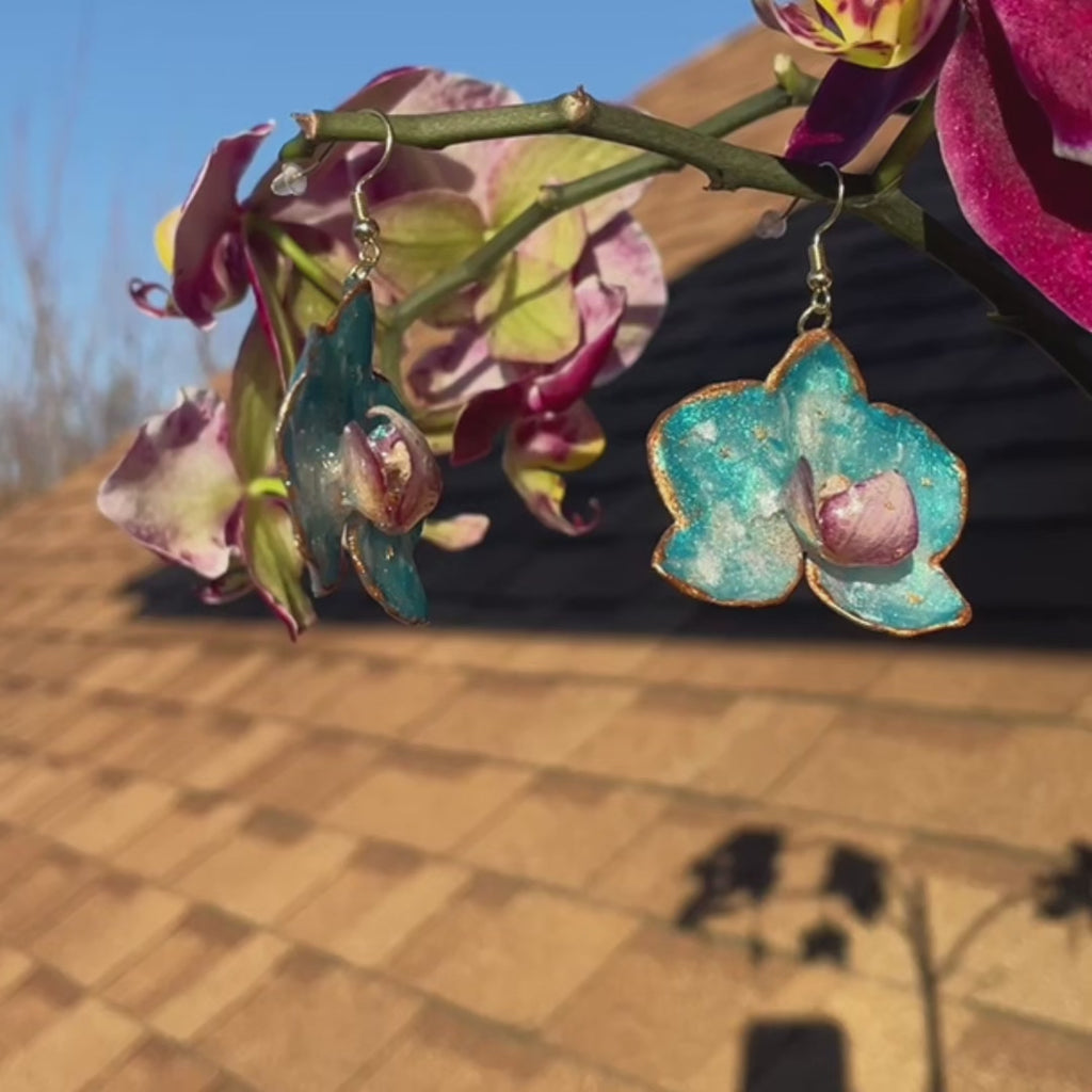 Ocean waves earrings real orchids