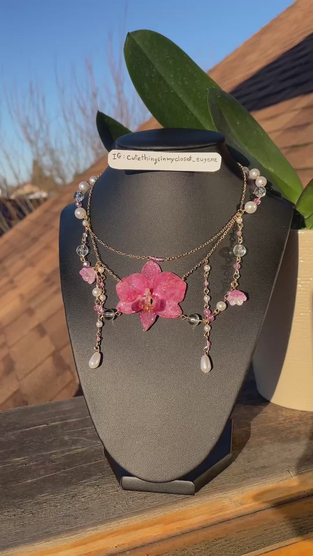 pink real orchid with pink lily of the valley fairy 🧚‍♂️