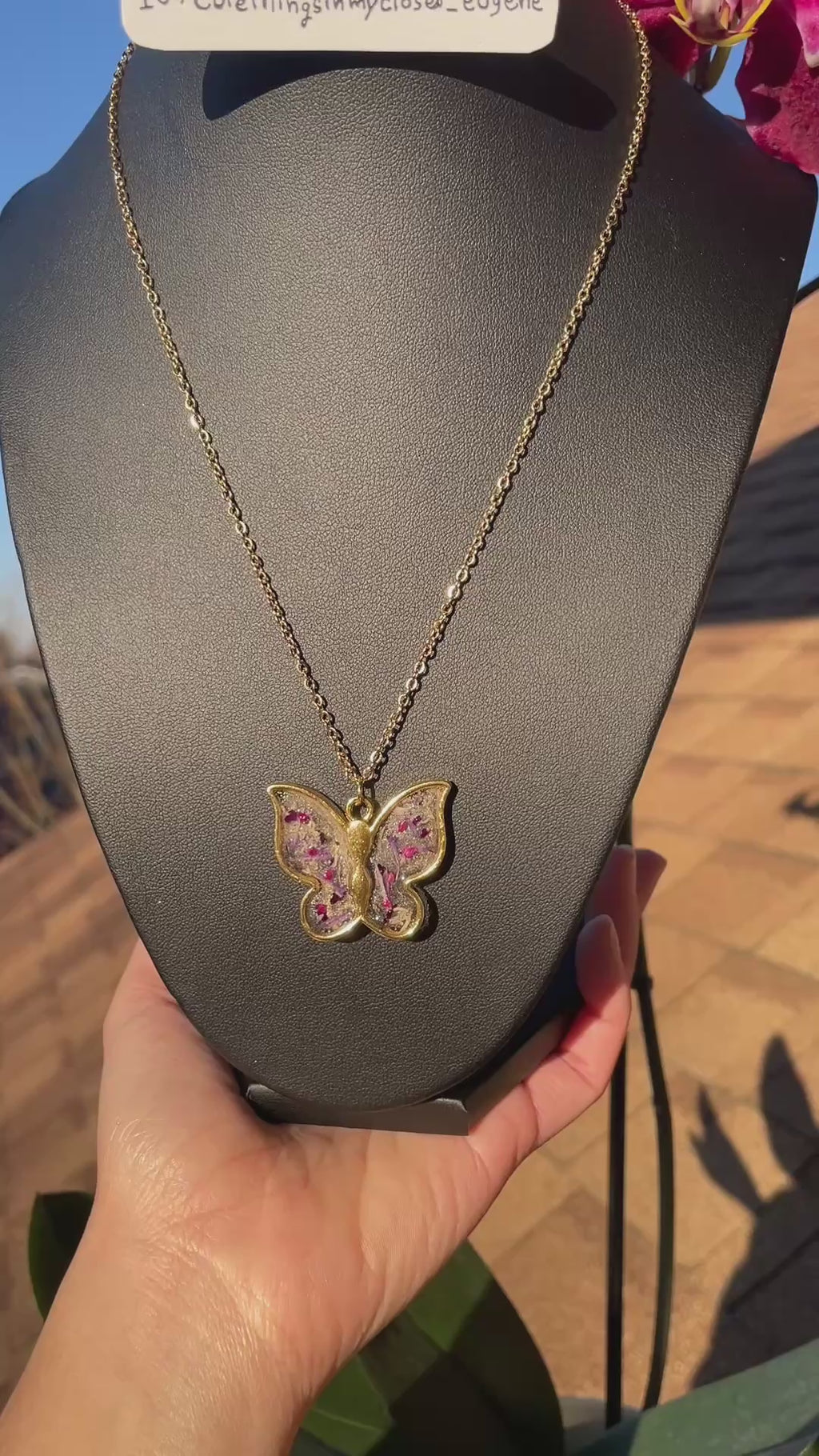 Butterfly rose pink stone